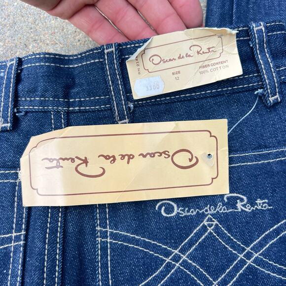80s Oscar De La Renta High Rise Straight Leg Jeans Deadstock NWT 26"x37.5" - Picture 5 of 9
